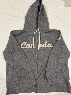 Canada Script Gray Zip-Up Hoodie